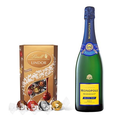 Monopole Blue Top Brut Champagne 75cl With Lindt Lindor Assorted Truffles 200g